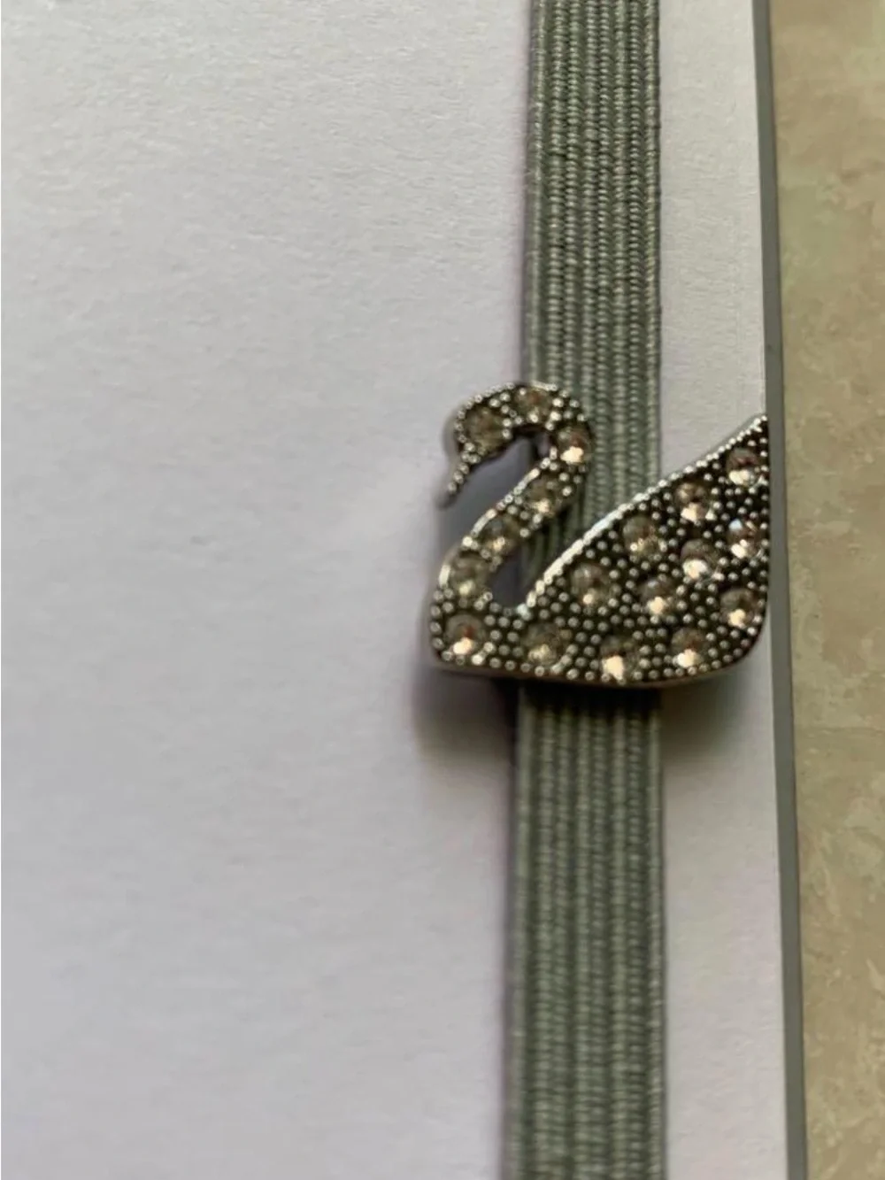 NWT Swarovski Light Gray Notebook with Swan Crystal Charm